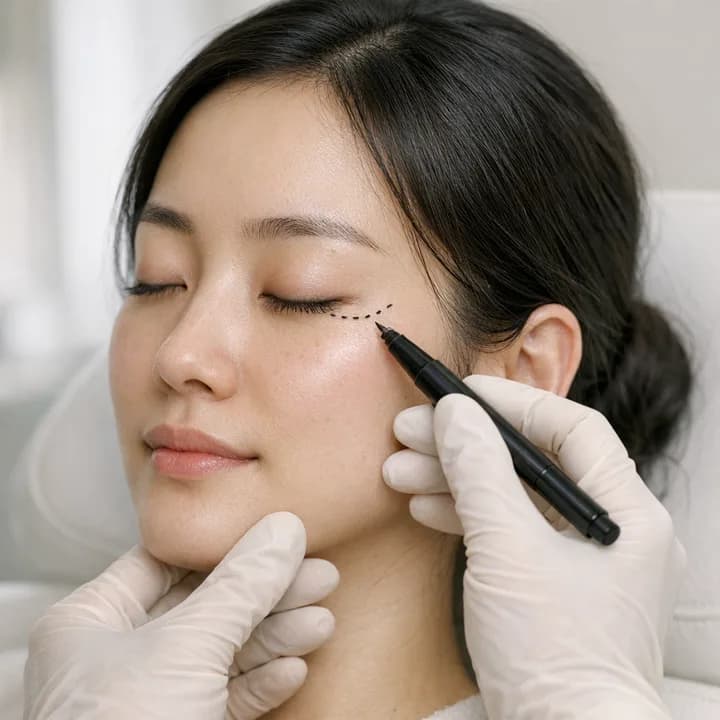 Fox Eye Thread Lift施术第二步 — 确认眼周设计